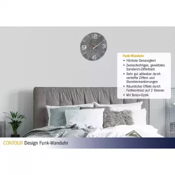 Επιτοίχιο ρολόι TFA-Dostmann CONTOUR στρογγυλό γκρι λευκό 35 cm