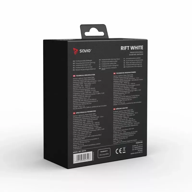 Ποντίκι Savio RIFT WHITE Bluetooth USB Type-A