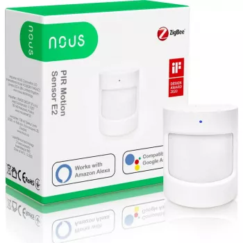 Ανιχνευτής κίνησης Nous E2 ZigBee PIR, εμβέλεια ανίχνευσης 8 m, γωνία ανίχνευσης 120°