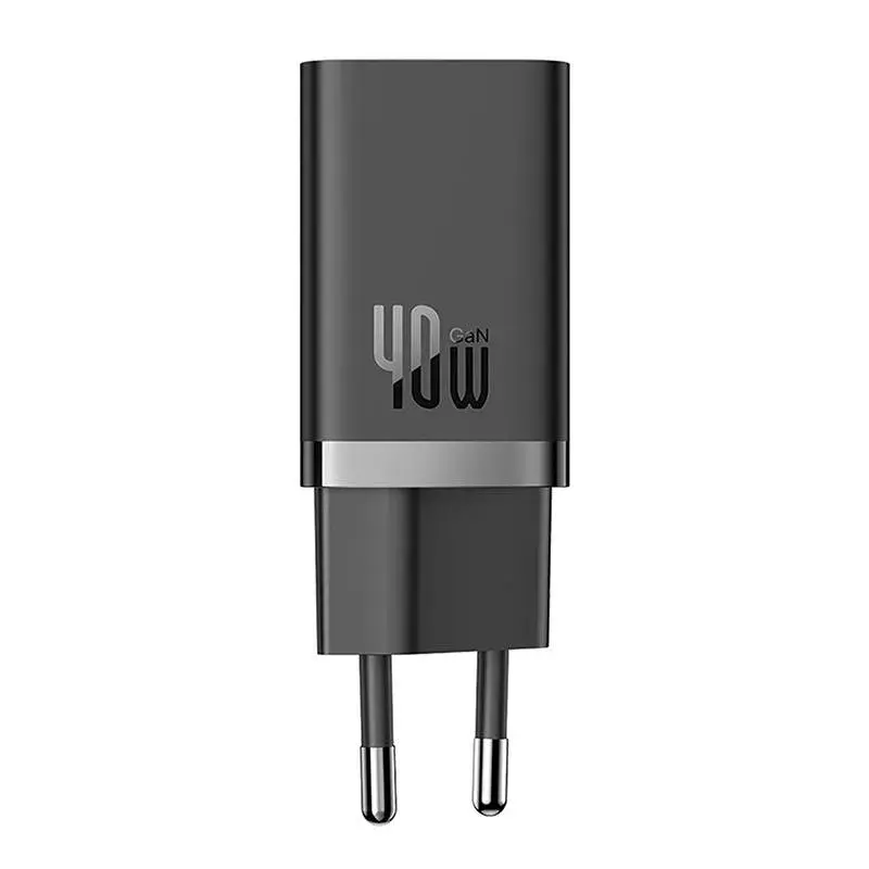 Επιτοίχιος φορτιστής Baseus GaN5 40 W, 2x USB-C (μαύρο)