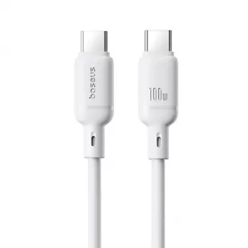 Καλώδιο USB-C σε USB-C Baseus ταχείας φόρτισης Silky 1 m 100 W λευκό