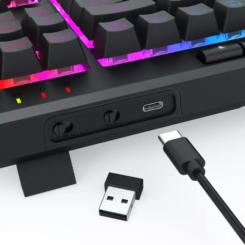 Πληκτρολόγιο REDRAGON K516RGB-PRO SHIVA PRO 87 USB RF Wireless Bluetooth μαύρο