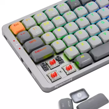 Μηχανικό πληκτρολόγιο REDRAGON K652GG-RGB-PRO ενσύρματο ασύρματο Bluetooth γκρι