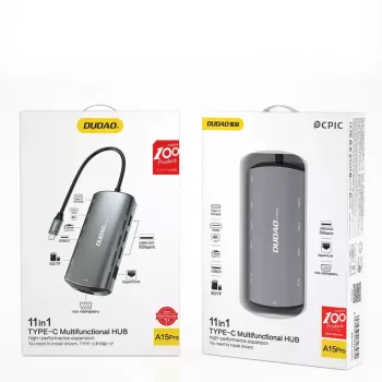 Βάση laptop DUDAO A15PRO ενσύρματη USB 3.2 Gen 1 Type-A Type-C γκρι