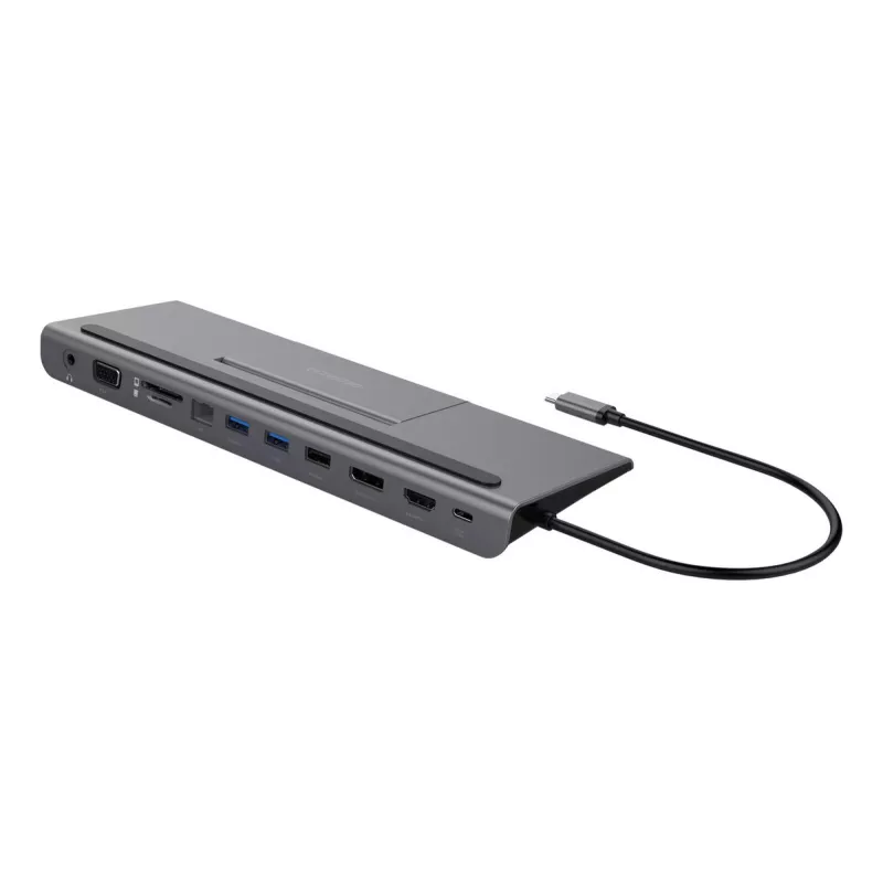 Βάση σύνδεσης laptop Deltaco USBC-DOCK2 ενσύρματη USB 3.2 Gen 1 Type-C γκρι