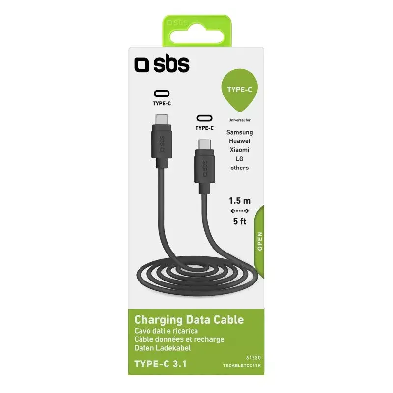Καλώδιο δεδομένων και φόρτισης SBS TECABLETCC31K USB C 1,5 m USB 3.2 Gen 1