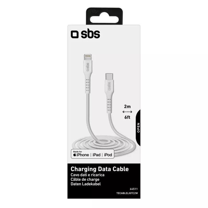 Καλώδιο Lightning σε USB-C SBS Mobile TECABLELIGTC2W — 2 m, Λευκό