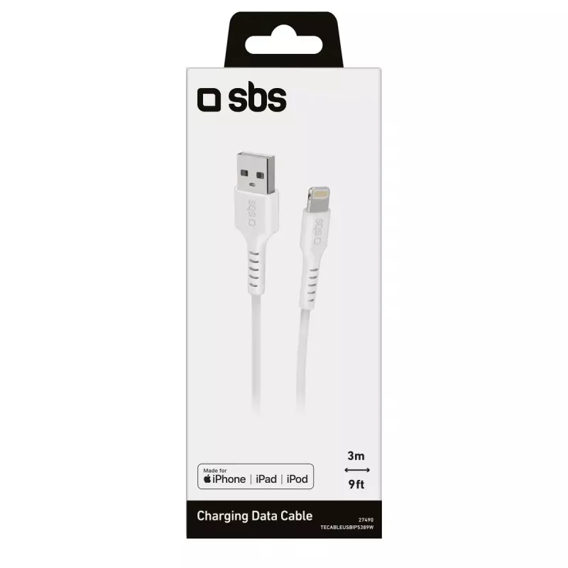 Καλώδιο Lightning SBS TECABLEUSBIP5389W 3 m Λευκό USB A