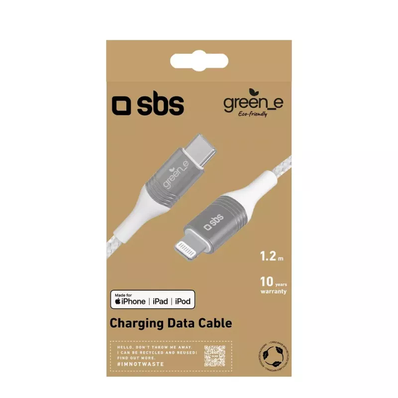 Καλώδιο Lightning SBS GRECABLELIGTC12BW 1,2 m Ασημί Λευκό