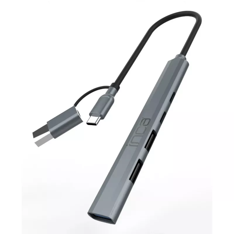 Hub USB Inca IUTP-06TX Type-A Type-C 5000 Mbit/s Γκρι