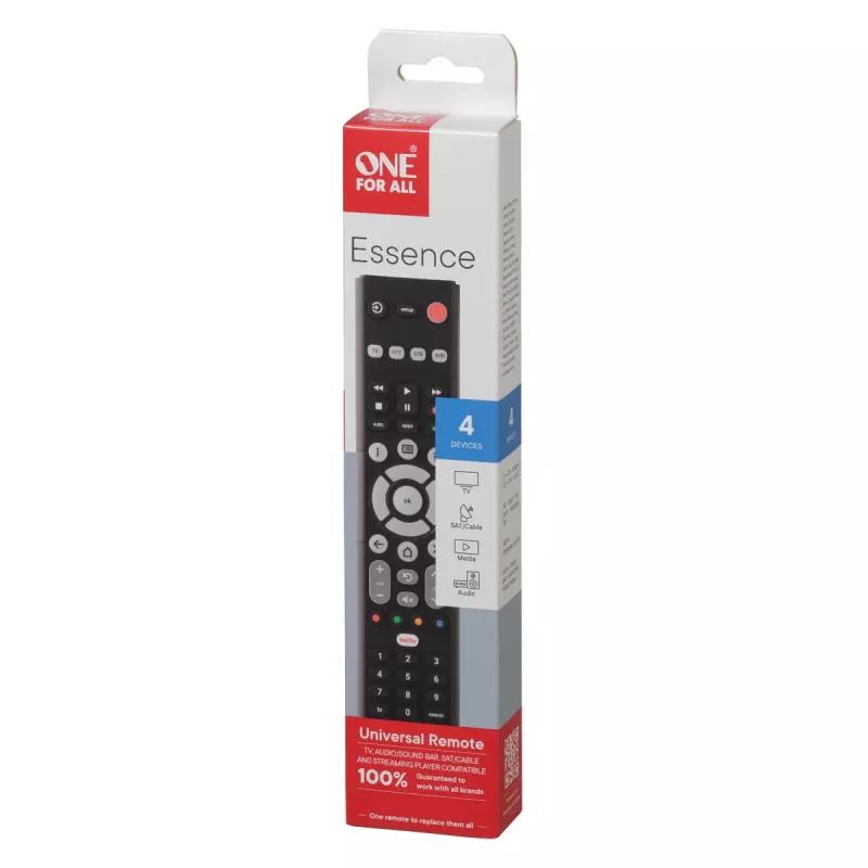 Universal τηλεχειριστήριο One For All Essence Basic 4 – IR-Wireless, 52 πλήκτρα, υποστηρίζει 4 συσκευές