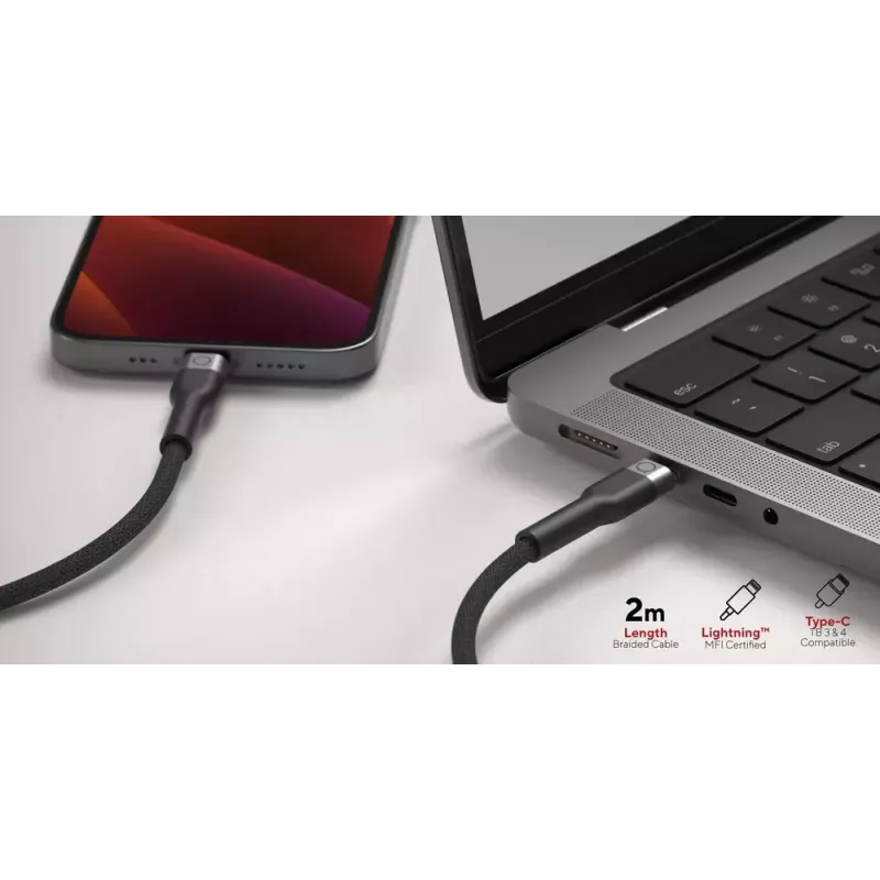 Καλώδιο USB-C σε Lightning LINQ byELEMENTS 2 m Πιστοποιημένο MFi Μαύρο