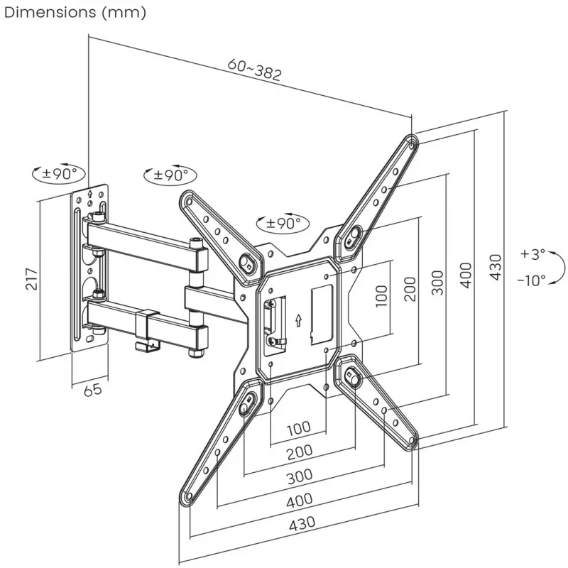 Maclean βάση TV ή οθόνης, universal, max. VESA 400x400, 23-55, 30kg, μαύρο, MC-701N