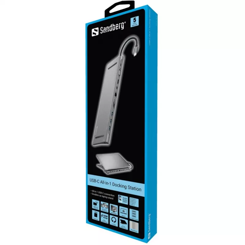 SANDBERG USB-C σταθμός σύνδεσης HDMI DP VGA SD USB USB-C