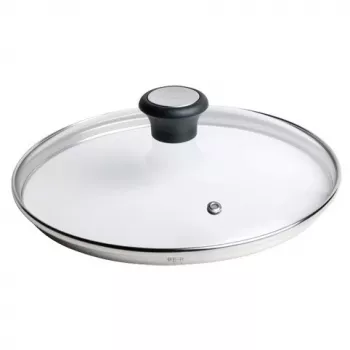 Tefal 28097612 καπάκι τηγανιού Στρογγυλό Μαύρο, Ανοξείδωτο ατσάλι, Διάφανο