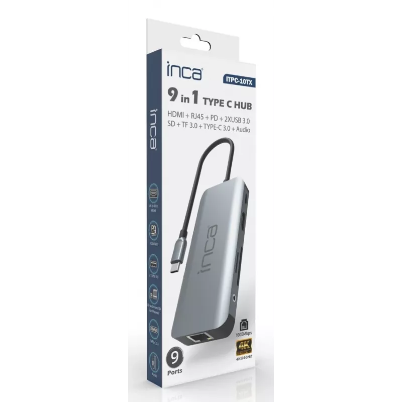 INCA προσαρμογέας ITPC-10TX USB-C 9-in-1 - προσαρμογέας