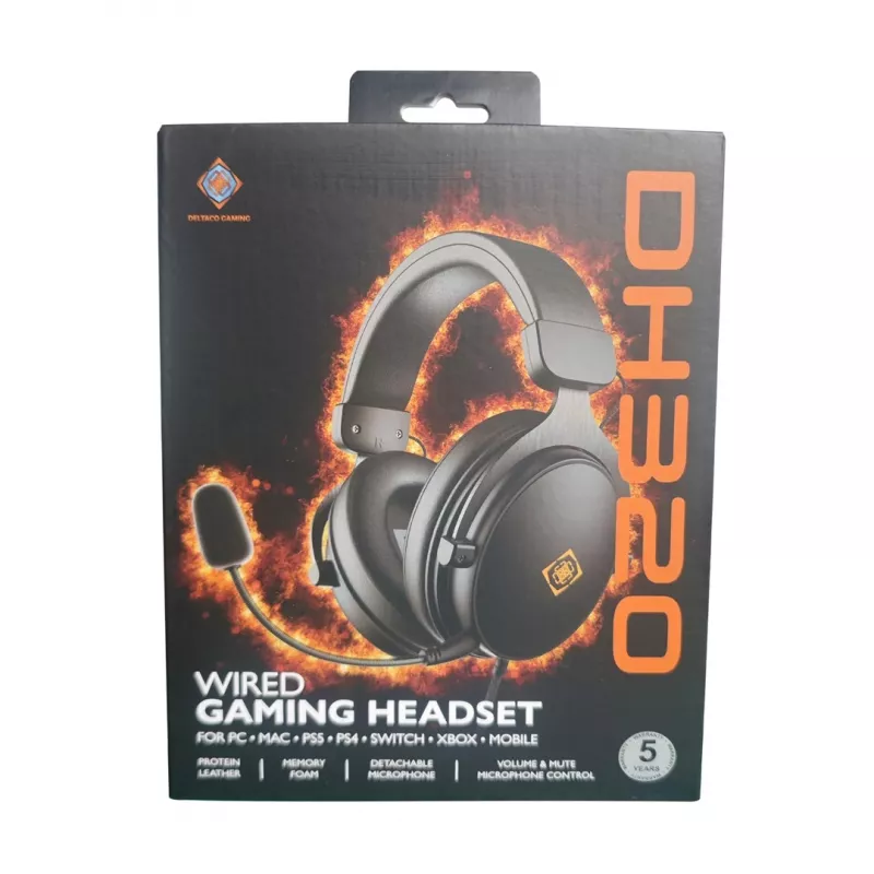Deltaco GAM-190 gaming headset δέρμα πρωτεΐνης καλώδιο 3,5 mm μαύρο