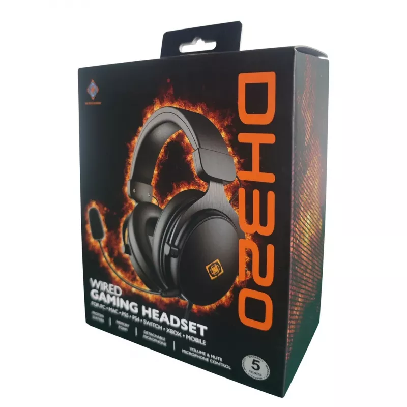 Deltaco GAM-190 gaming headset δέρμα πρωτεΐνης καλώδιο 3,5 mm μαύρο
