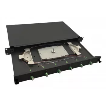 helos οπτική ίνα 19 κουτί συγκόλλησης 6 x LC/APC Duplex OS2, έτοιμο για συγκόλληση, μαύρο