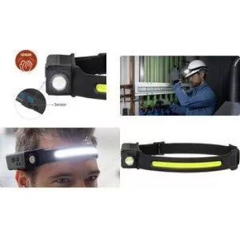 ANSMANN LED φακός κεφαλής HD240RS, 240 Lumen, επαναφορτιζόμενος μαύρος, με αισθητήρα, COB & Spot LED, 5 λειτουργίες φωτισμού, - 1 τεμ. (1600-0765)