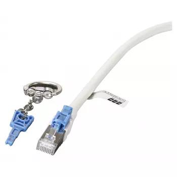 EFB RJ45 Patchkabel Cat.6A S/FTP LSZH BC AWG26 ασφαλιζόμενο λευκό 0,5m