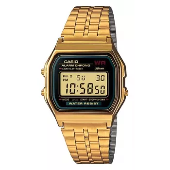 Casio A159WGEA-1DF Vintage Unisex Ψηφιακό ρολόι με μπρασελέ ανοξείδωτου χάλυβα, χρυσό/μαύρο (A159WGEA-1DF)