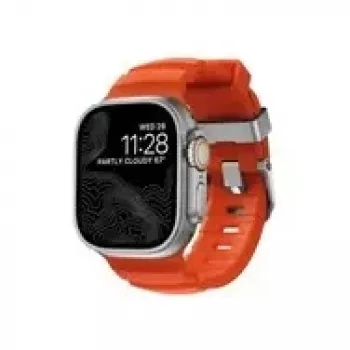 NOMAD Rocky Point Band - Λουράκι για Apple Watch 46mm/49mm με FKM και τιτάνιο (Magma, φυσικό hardware)
