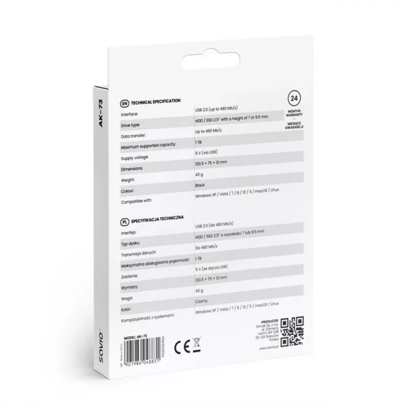 Εξωτερική θήκη HDD/SSD AK-73 SAVIO