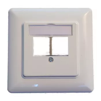 EFB Elektronik Σετ Πλαισίου Keystone 2 Θυρών ET-25091 — ευθεία έξοδος DIN49075, RAL9003 λευκό, πλαίσιο 80×80 mm με κεντρική πλάκα 50×50 mm