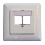 EFB Elektronik Σετ Πλαισίου Keystone 2 Θυρών ET-25091 — ευθεία έξοδος DIN49075, RAL9003 λευκό, πλαίσιο 80×80 mm με κεντρική πλάκα 50×50 mm