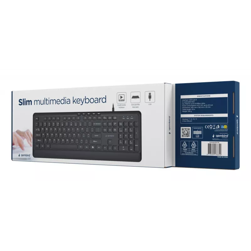 Πληκτρολόγιο multimedia USB ENG/μαύρο KB-MCH-05 Gembird