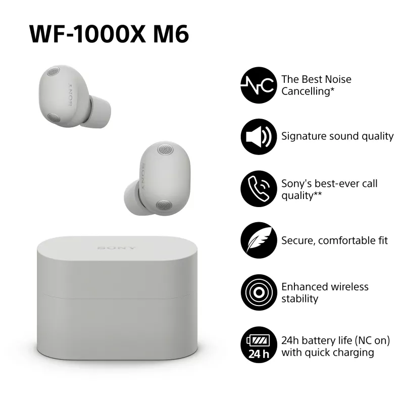 Sony WF1000XM6S.CE7 ακουστικά ασύρματα in-ear κλήσεις/μουσική Bluetooth ασημί