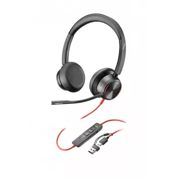 HP Poly Blackwire 8225 Stereo USB-C ακουστικά +USB-C/A adapter