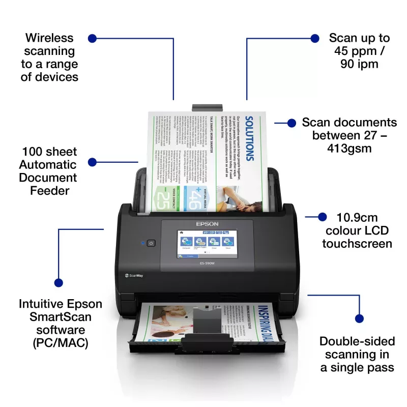 Epson WorkForce ES-590W σαρωτής με τροφοδότη 600 x 600 DPI A4 μαύρος
