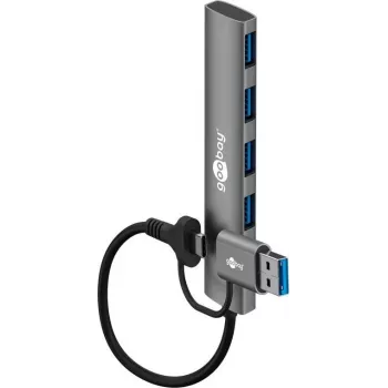 Goobay 2in1 λεπτό 4-Port USB Hub, 5 Gbit/s (79149)