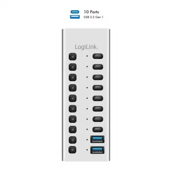 Hub USB3.2 Gen1 10 θύρες USB-A/C, διακόπτης on/off