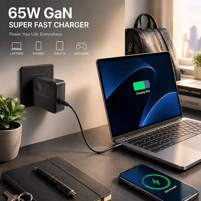 Φορτιστής GaN 65W USB C PD PPS 5V 21V 3A 3.25A