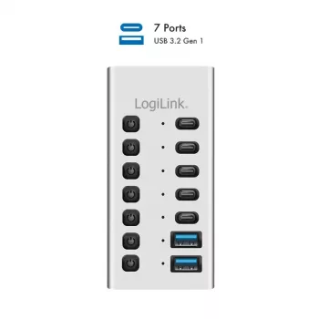Hub USB 3.2 Gen1 7 Θύρες USB-A/C, Διακόπτης On/Off