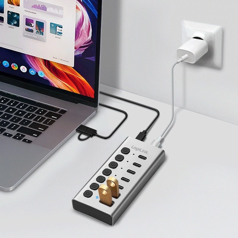 Hub USB 3.2 Gen1 7 Θύρες USB-A/C, Διακόπτης On/Off