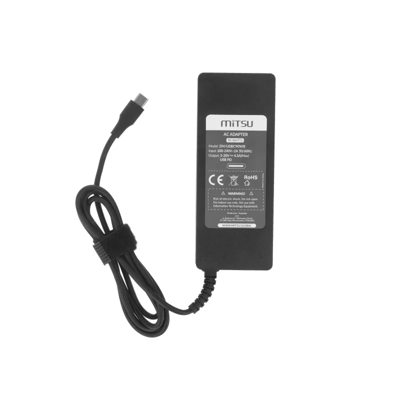 Τροφοδοτικό laptop 90W USB-C 5V-9V-12V-15V/3A, 20V/4.5A PD