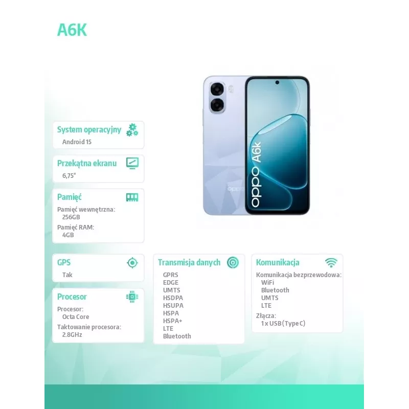 Smartphone A6k 4G 4/256GB CPH2891 ανοιχτό μοβ