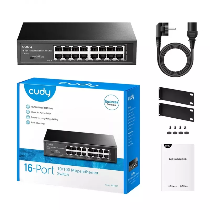 Cudy FS1016 Διακόπτης δικτύου Fast Ethernet (10/100) Μαύρο