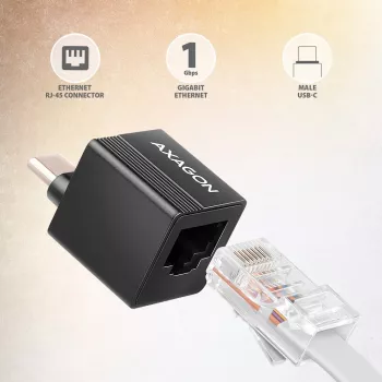 AXAGON ADE-MINIC USB-C 3.2 Gen 1 Gigabit Ethernet Μίνι προσαρμογέας, Μαύρο