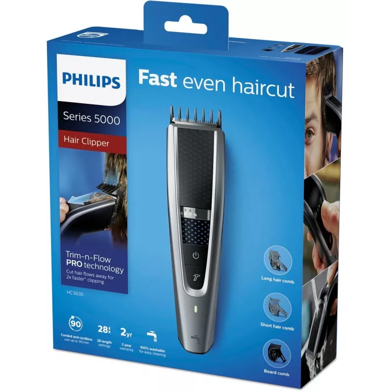 Philips HC5630/15 Κουρευτική μηχανή Series 5000, μαύρο/ασημί