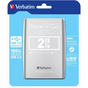 Verbatim Store 'n' Go USB 3.0 φορητός σκληρός δίσκος 2 TB ασημί