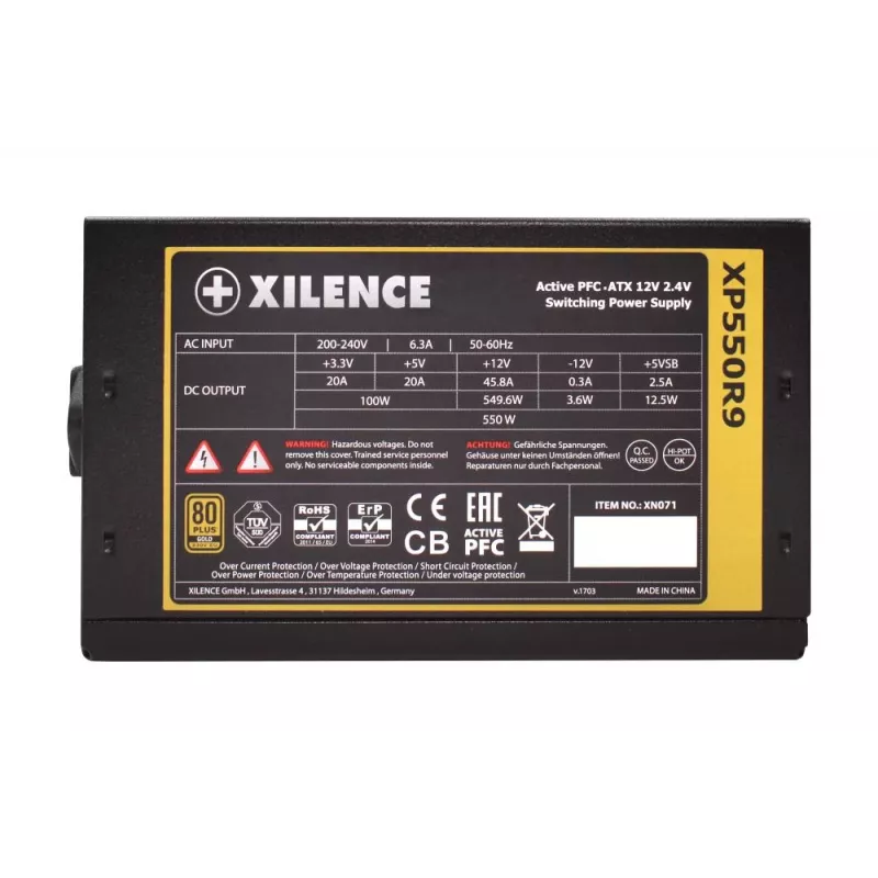 Τροφοδοτικό | XILENCE | 550 Watt | Απόδοση 80 PLUS GOLD | PFC Active | XN071