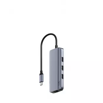 Cudy UH606 hub διασύνδεσης USB 3.2 Gen 1 (3.1 Gen 1) Type-C 5000 Mbit/s γκρι, ασημί