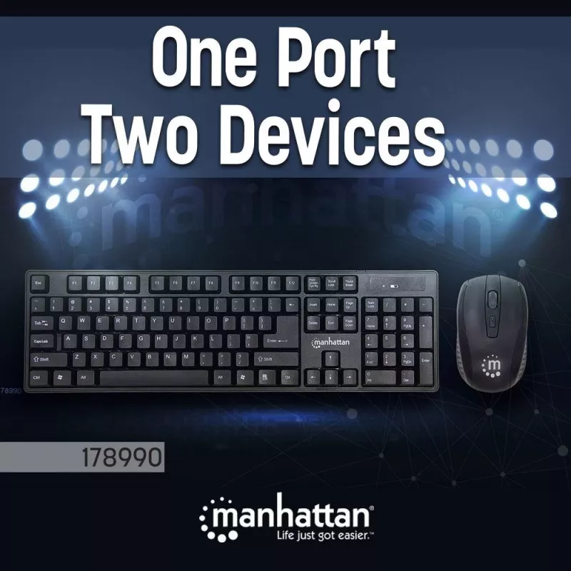 Manhattan 178990 Ασύρματο Σετ Πληκτρολογίου και Ποντικιού, Μαύρο