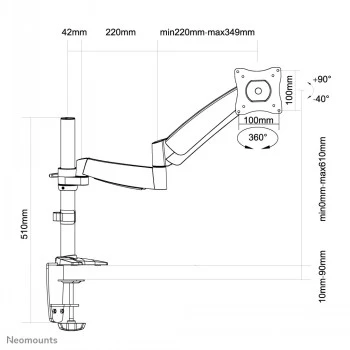 Newstar Επίπεδη Βάση Γραφείου για Οθόνη (CLAMP/GROMMET) 10-30 Ασημί