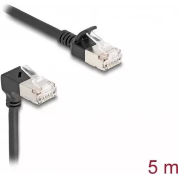 Delock Καλώδιο Δικτύου RJ45 Cat.6A S/FTP Λεπτό 90° Γωνιακό Πάνω / Ίσιο 5 m Μαύρο (80290)
